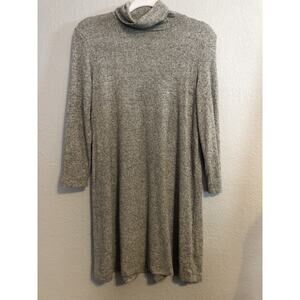 American Eagle Womens Sweater Dress M Grey Gray‎ Knit Turtleneck 3/4 Sleeve Boho